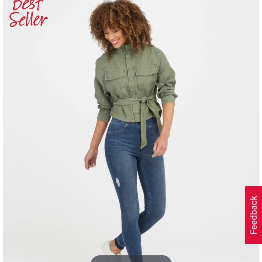 NEW Spanx Distressed Skinny Jeans, Medium Wash